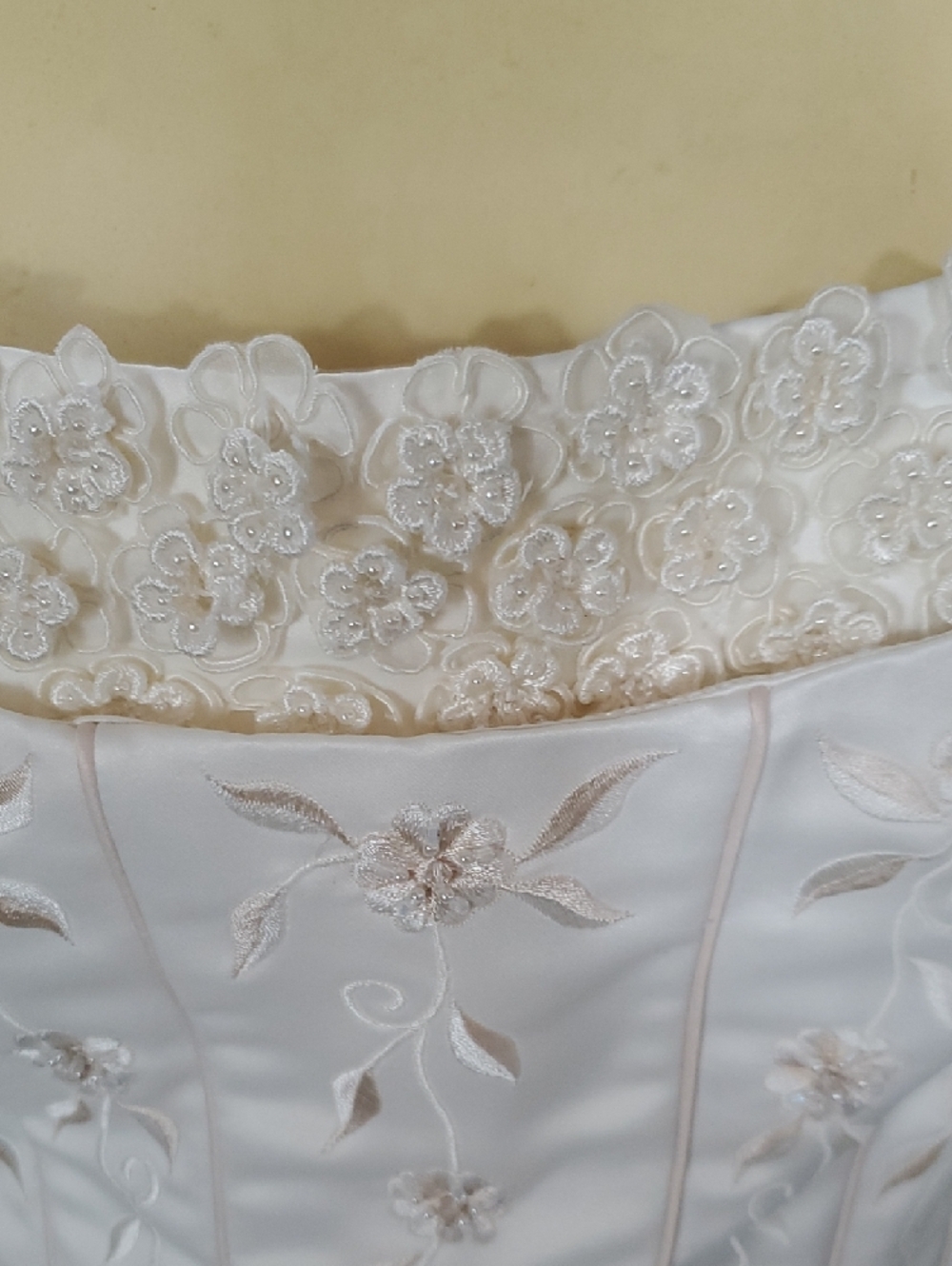 Classic White Bridal Gown with Corset Bodice and Chapel Train - Picture 5 of 16